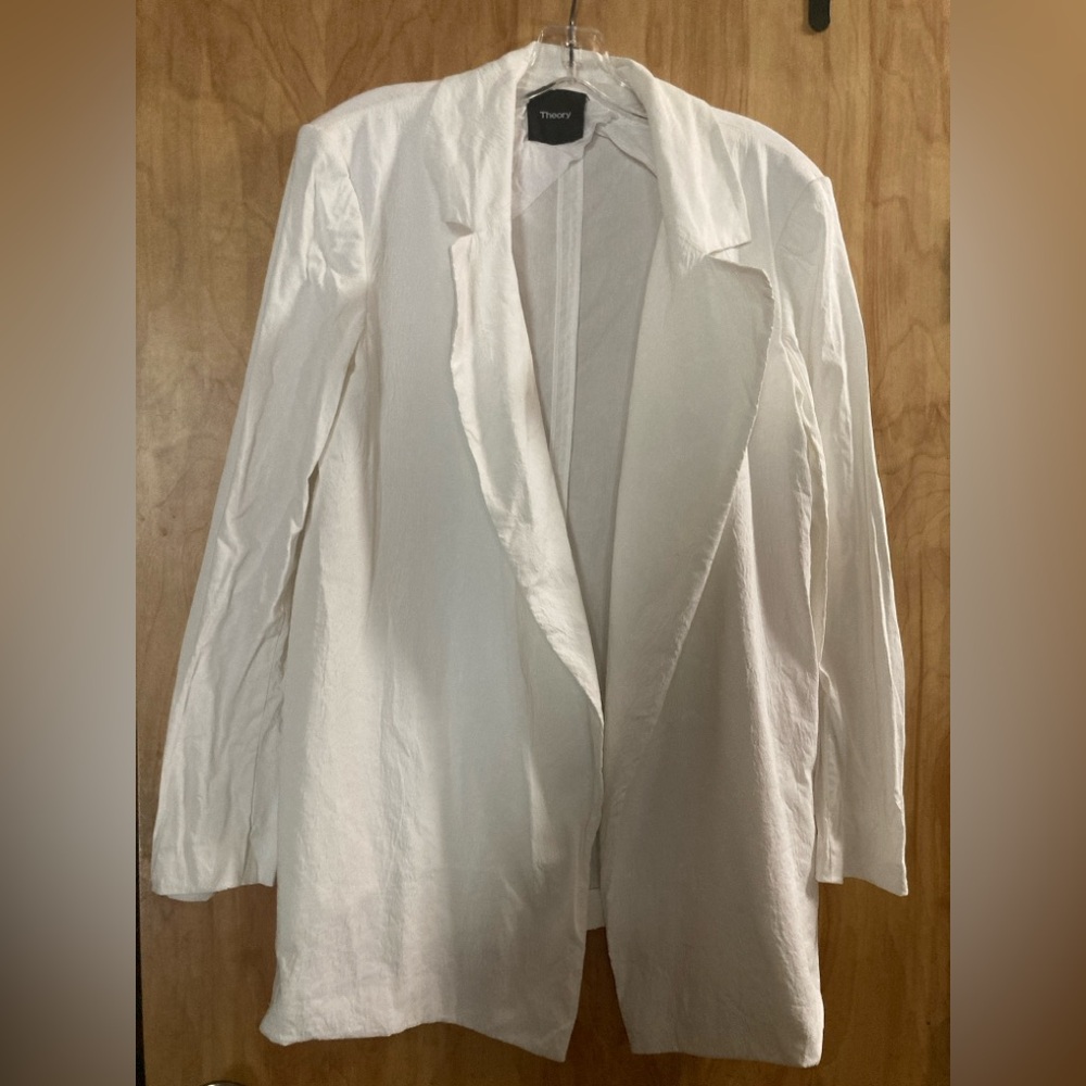 Theory White Linen Blend w/stretch Jacker/Blazer Sz M